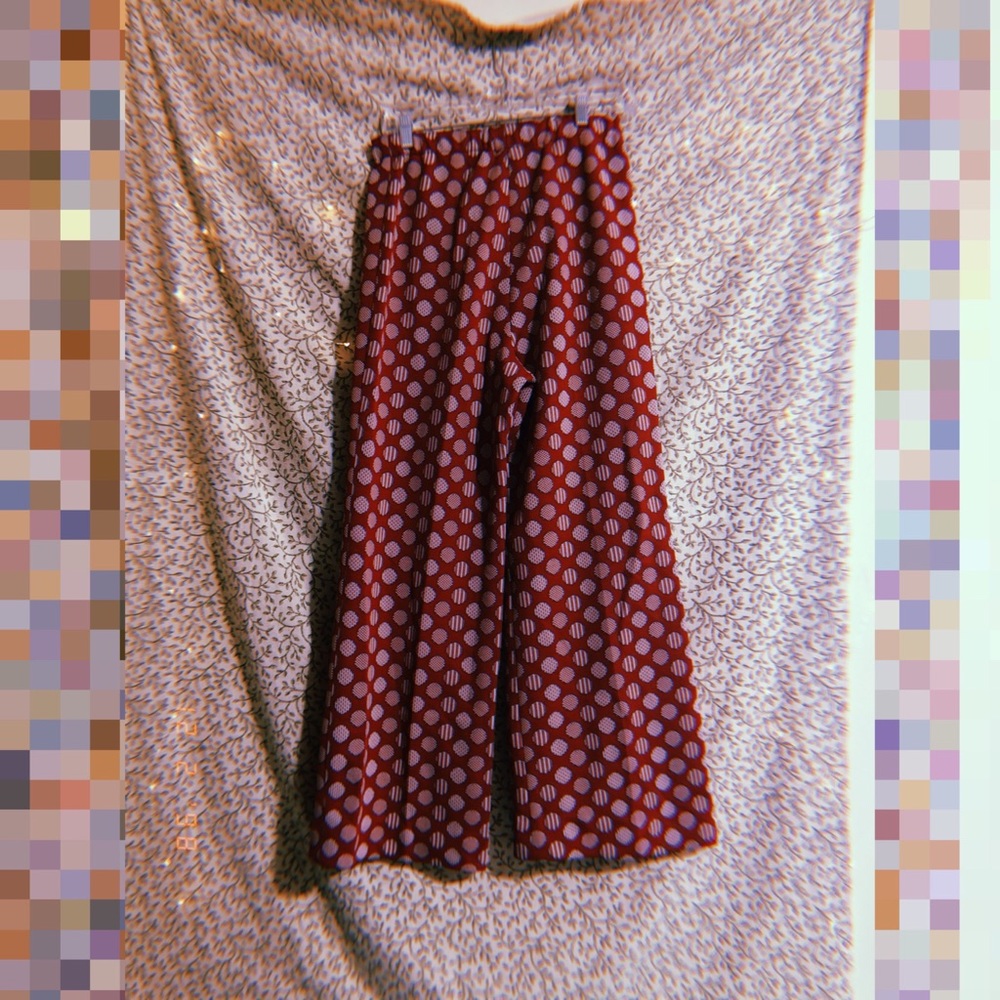 Red flare pants